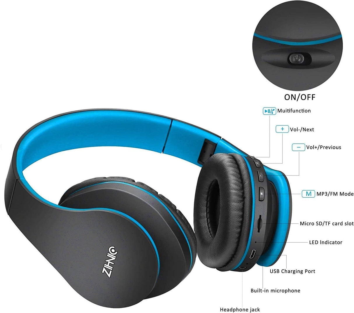 Auriculares Bluetooth ZIHNIC, inalámbricos y con micrófono, modelo ZH-1