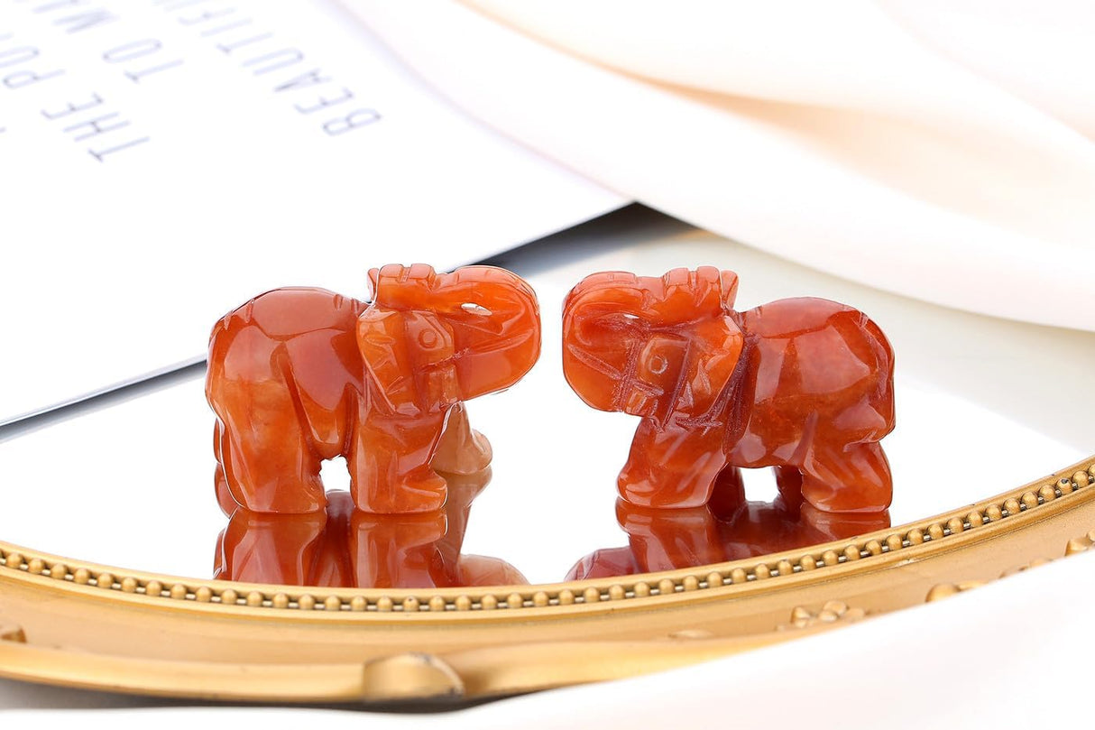 QINJIEJIE Cristales de aventurina roja decoración de elefant