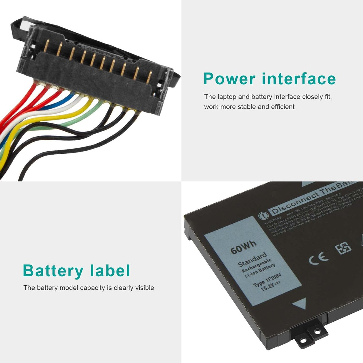 Batería 1F22N para Laptop Alienware y G5/G7, Modelos Varios