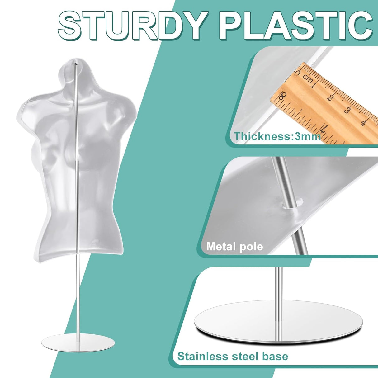 Maniquí Torso Femenino Geetery con Soporte y Gancho S-M