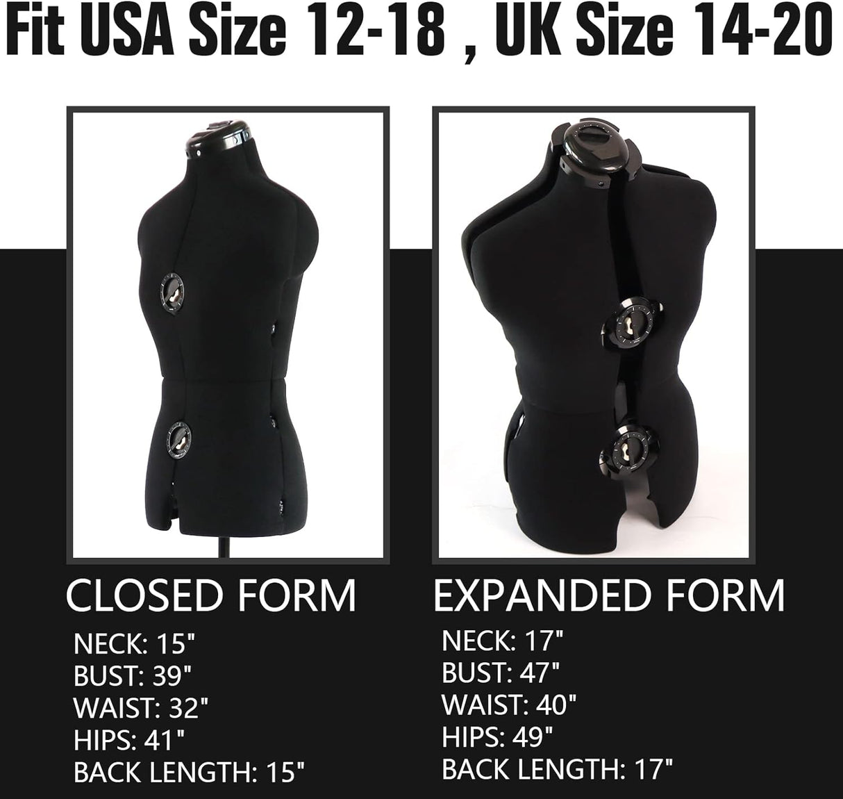 Maniquí Ajustable para Costura, Pinnable, 12-18, 13 Diales