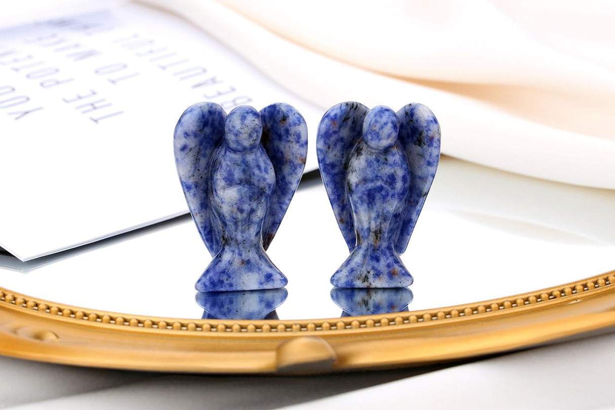 QINJIEJIE Cristales de sodalita azul y blanco, decoración