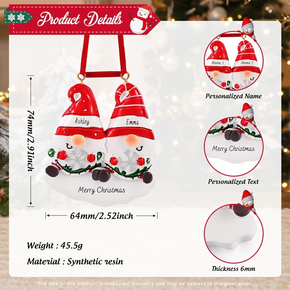 Adornos Navideños Gnome Personalizados para Familia 2024