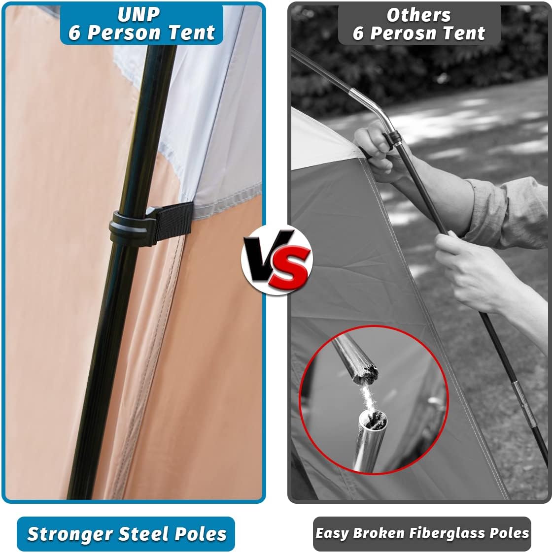 Tienda UNP: Carpa familiar 6 personas, impermeable y fácil montaje