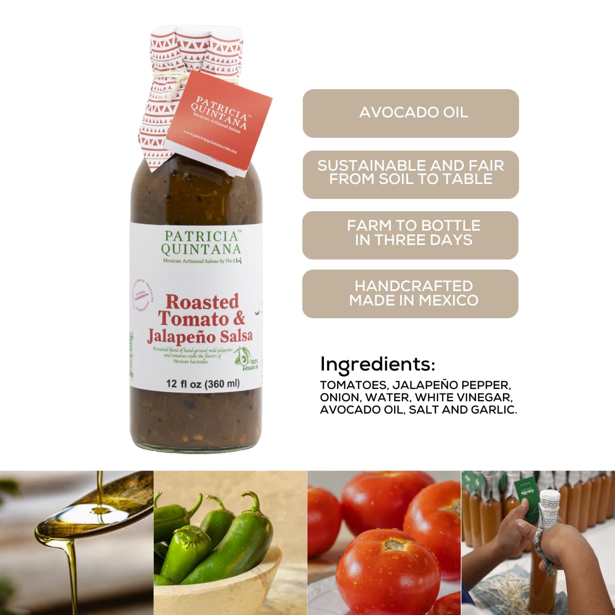 Salsa de Jitomate Tostado y Jalapeño Patricia Quintana 12 oz