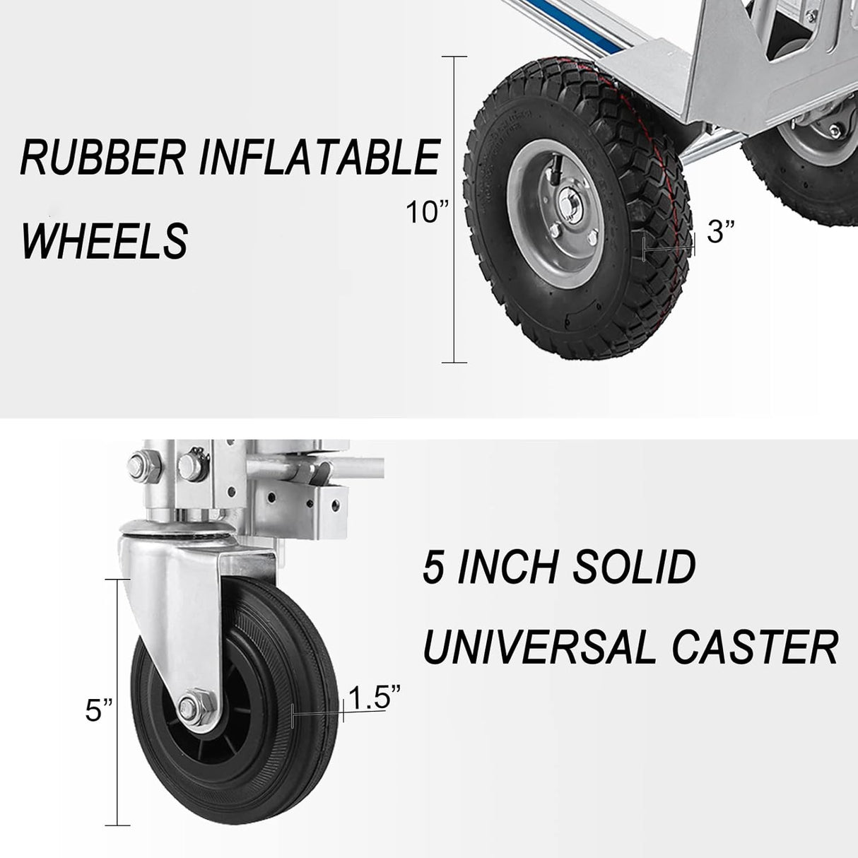 Carretilla 3 en 1, capacidad 1000 lbs, construcción duradera
