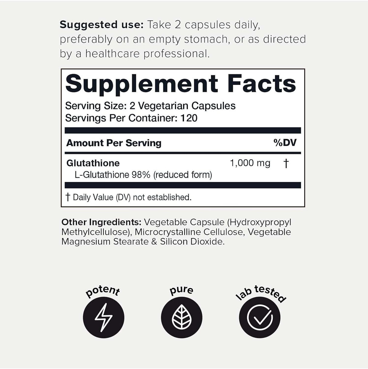 Suplemento Toniiq Cápsulas de glutatión de ultra 1000 mg