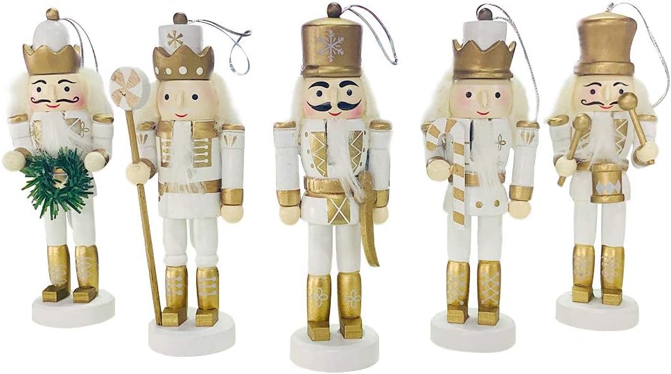 BlueSpace Adornos de Nuez de Madera, Set de 5 Piezas