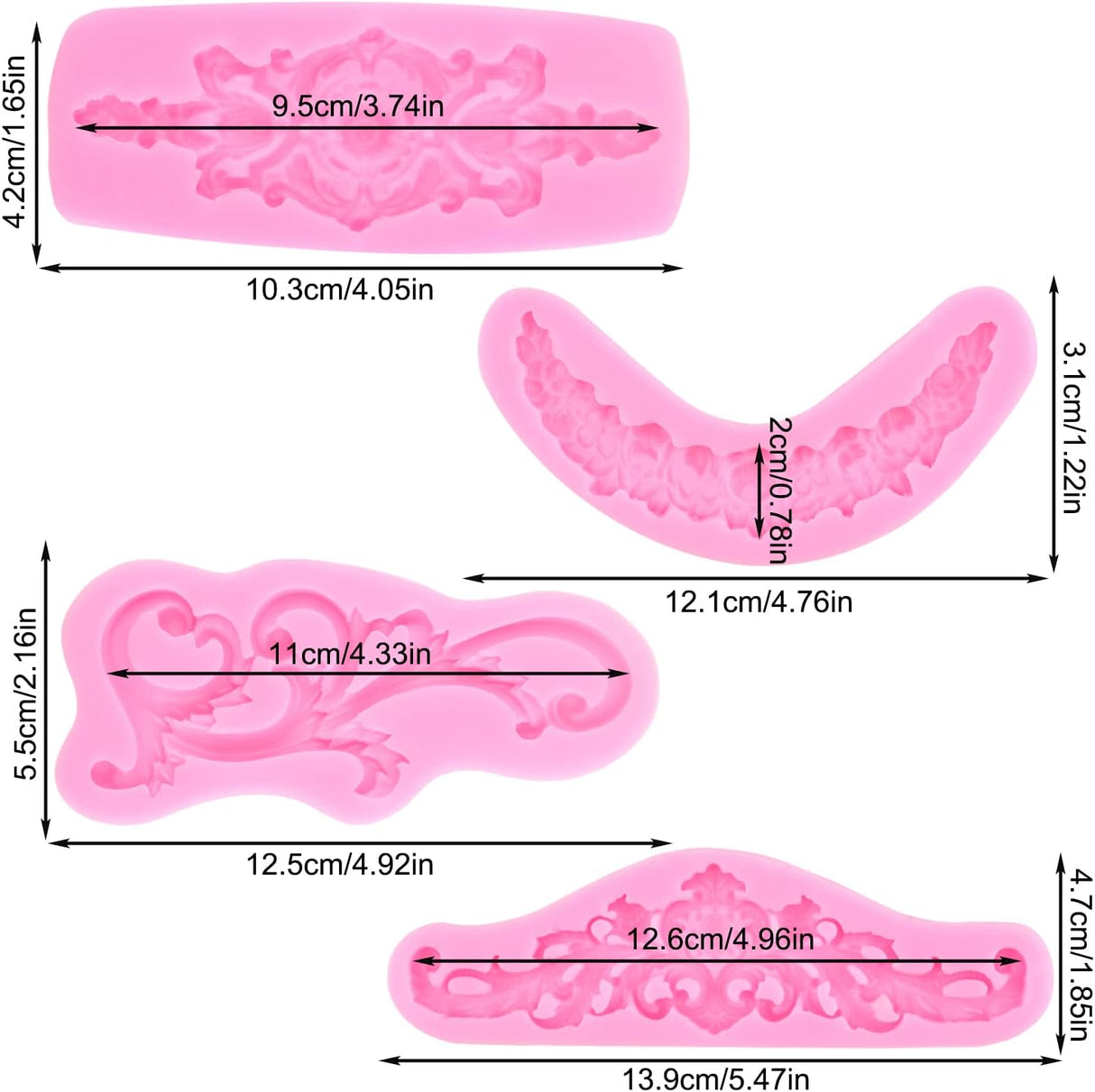MYPRACS Moldes de fondant barrocos para fondant vintage