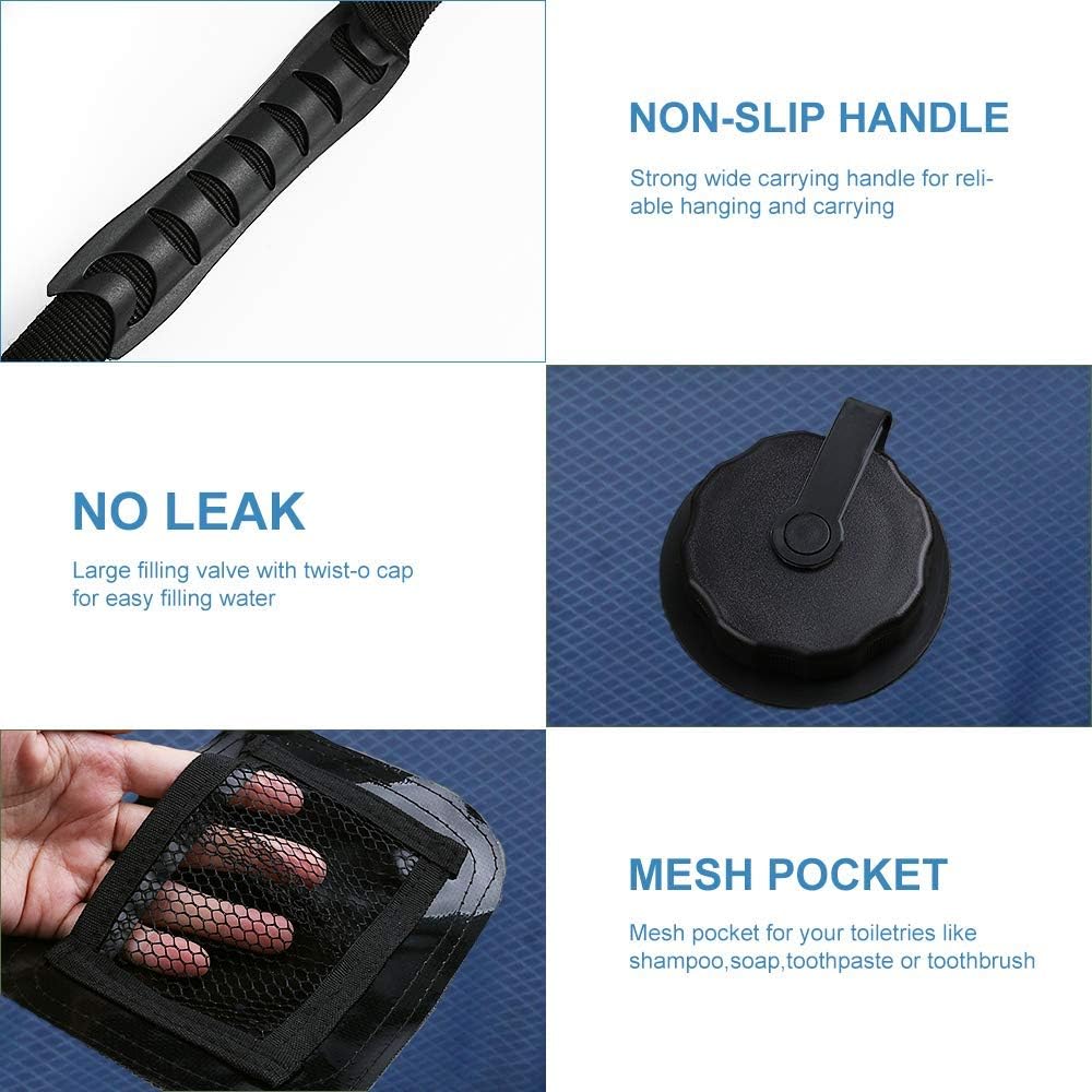 Ducha Solar Portátil con Bolsa de Agua y Cabezal Desmontable