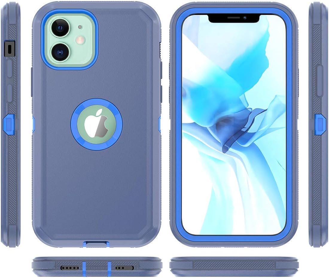 TASHHAR Funda de teléfono para iPhone 12, iPhone 12 Pro, resistente a prueba de golpes, funda protectora con clip para cinturón para Apple iPhone 12 6.1 2020 (azul marino)