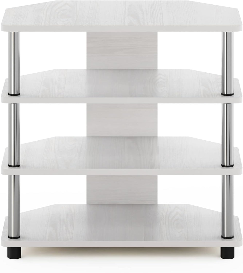 Soporte pequeño para TV con tubos de acero inoxidable, 4 niveles