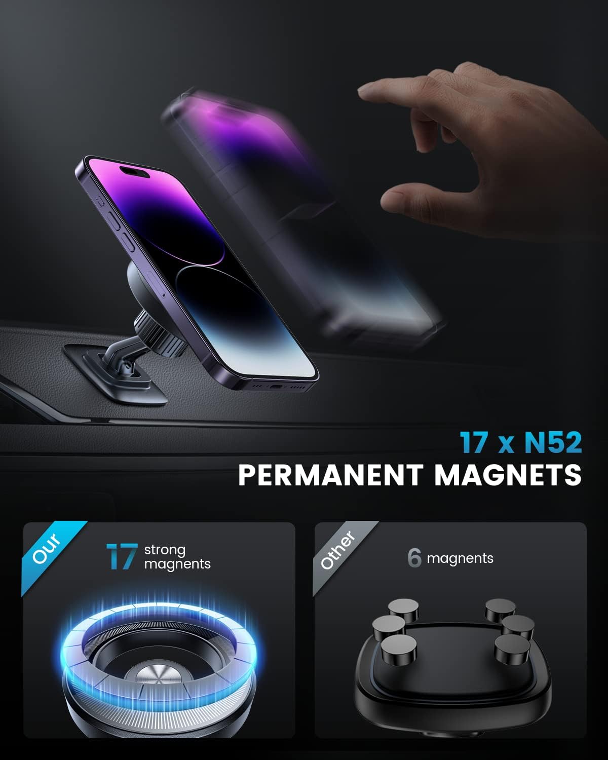 Paquete de 2 soportes magnéticos para teléfono