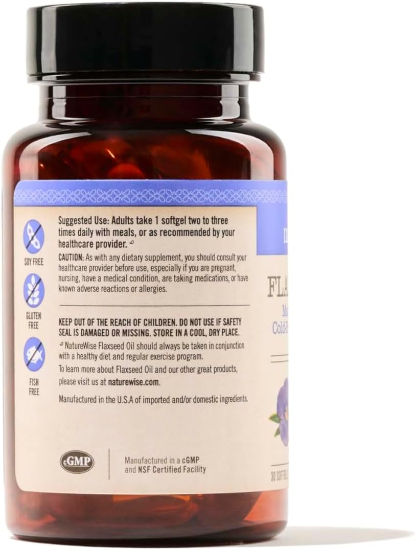 Suplemento de Aceite de Linaza, NatureWise, Orgánico, 1200 mg