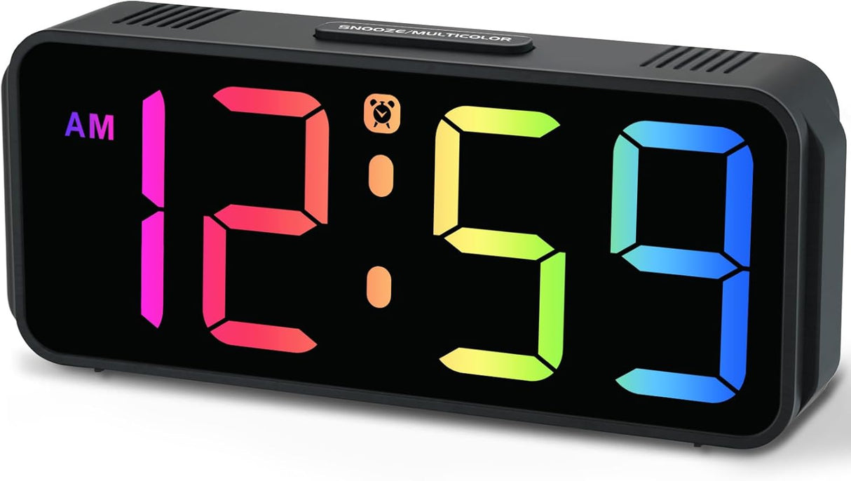 Reloj despertador digital pequeño, pantalla RGB, modelo plug-in