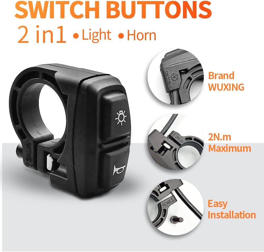 Interruptor de Luz y Bocina WUXING 24V/36V/48V/60V/72V DK226/DK11