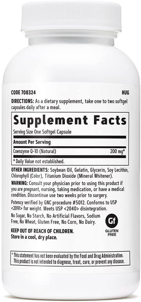 Suplemento GNC CoQ-10 200 mg 60 cápsulas blandas