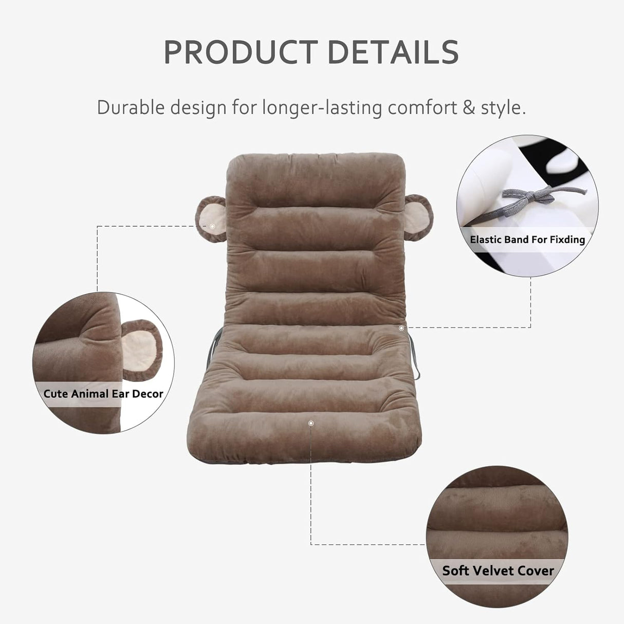 Cojín de silla ELFJOY 85cm con soporte lumbar y banda fija