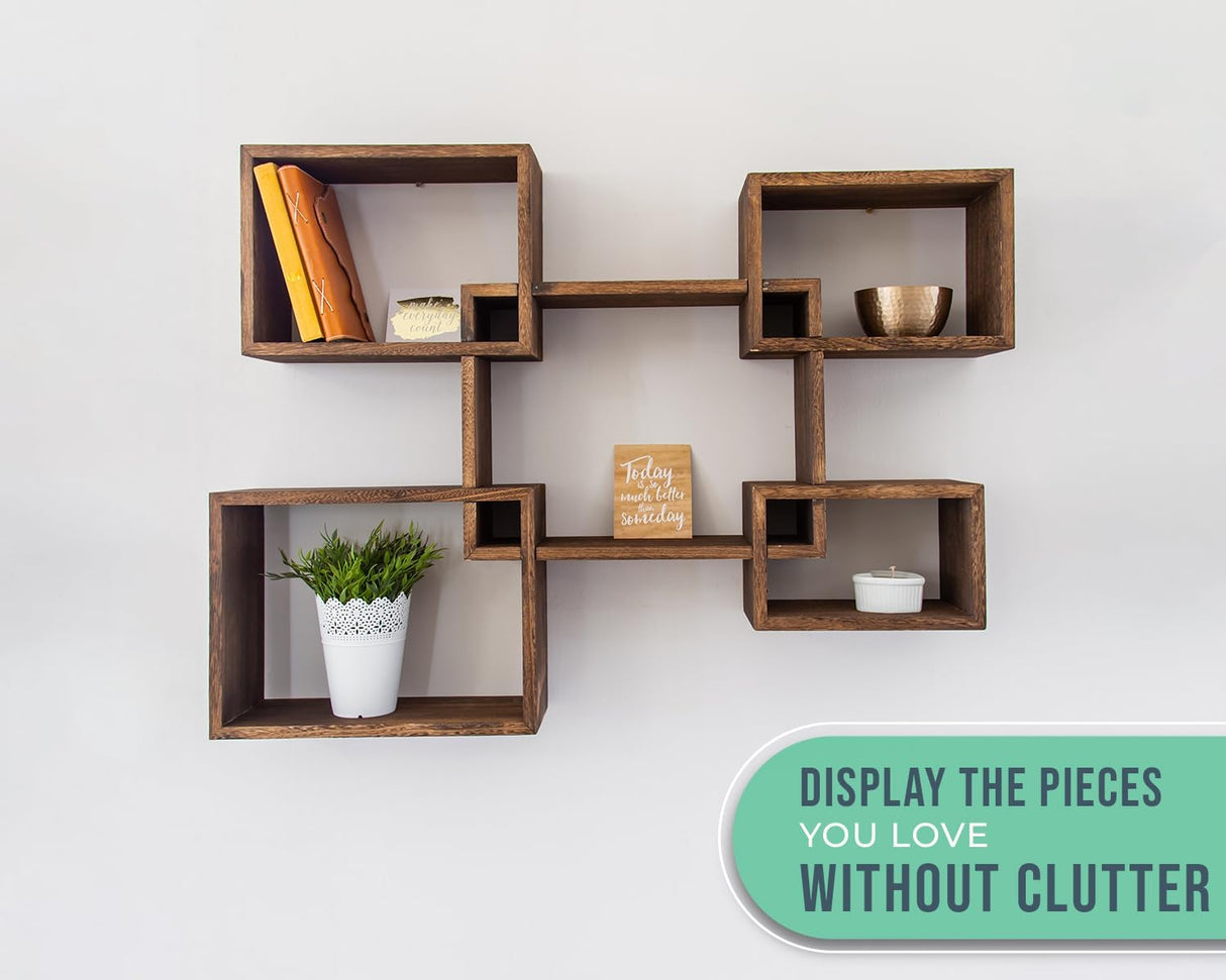 Estantes flotantes cuadrados rústicos - Set de 5 - Torched Brown