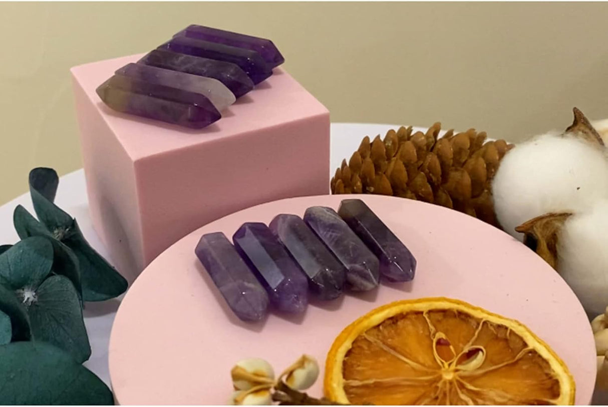 Juego de 10 varitas de cristal de amatista, piedras curativas