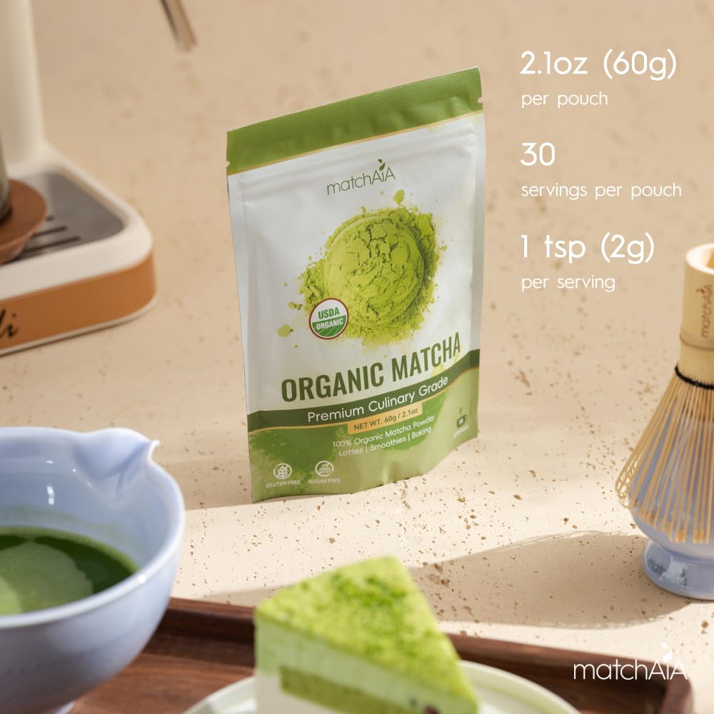 MatchAiA Matcha Orgánico Premium 100% Puro 60g Pouch