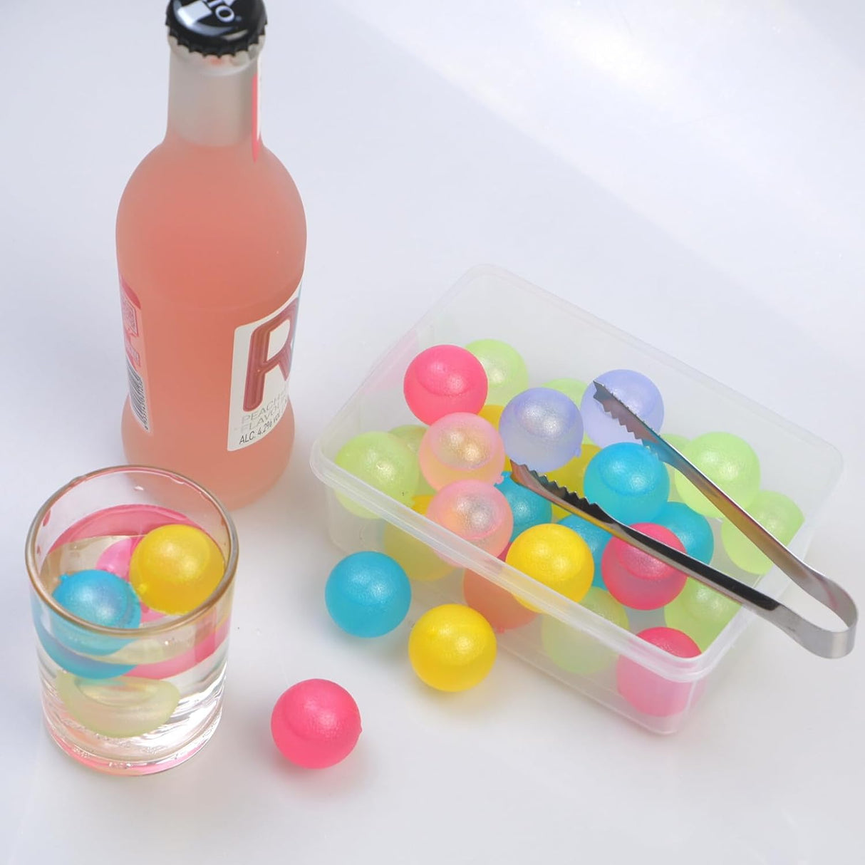 Cubos de Hielo Reutilizables con Tapa y Contenedor, Plástico