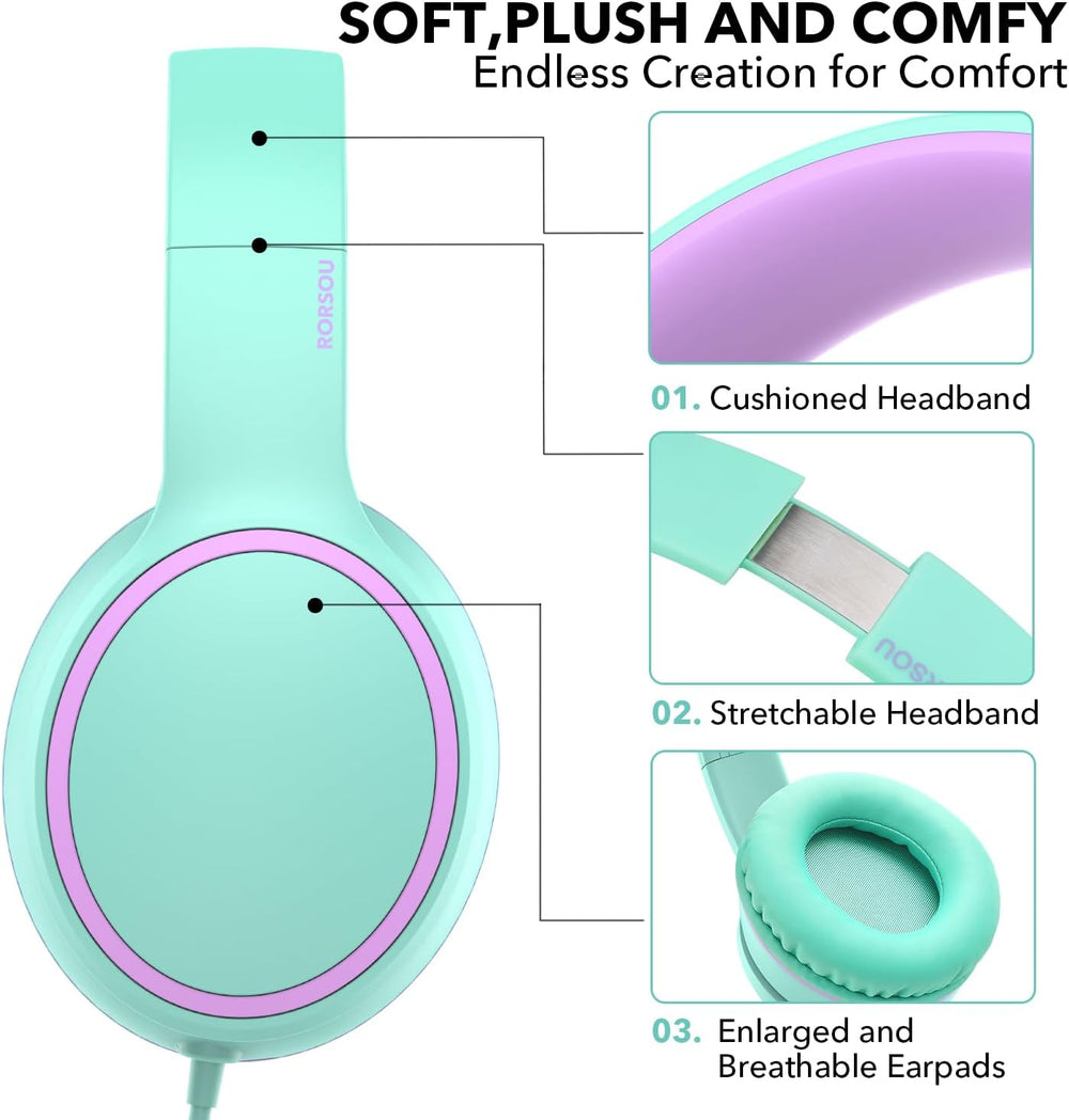 Auriculares RORSOU R10 con micrófono, ligeros y plegables