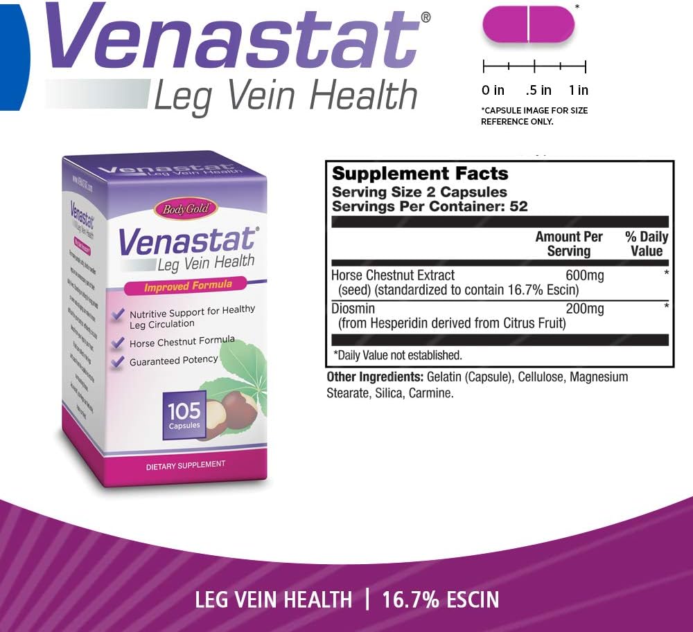 Venastat Salud de Venas, Body Gold, 105 Cápsulas, Pack Bonus