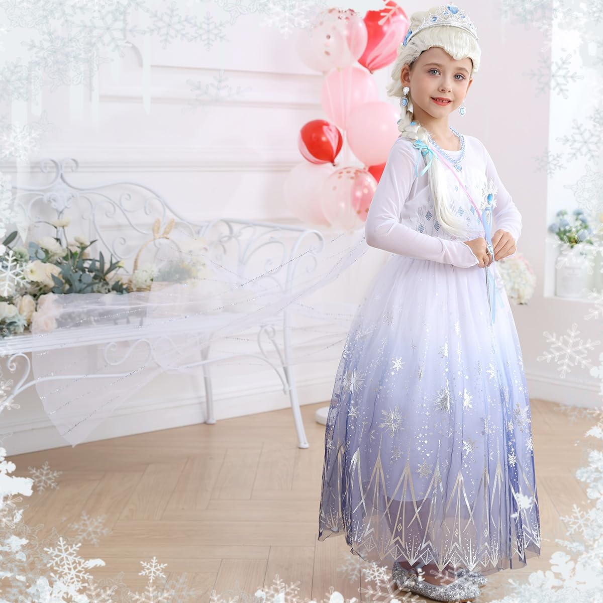 Disfraz de Princesa Elsa para Niñas, Cosplay, Accesorios, Modelo