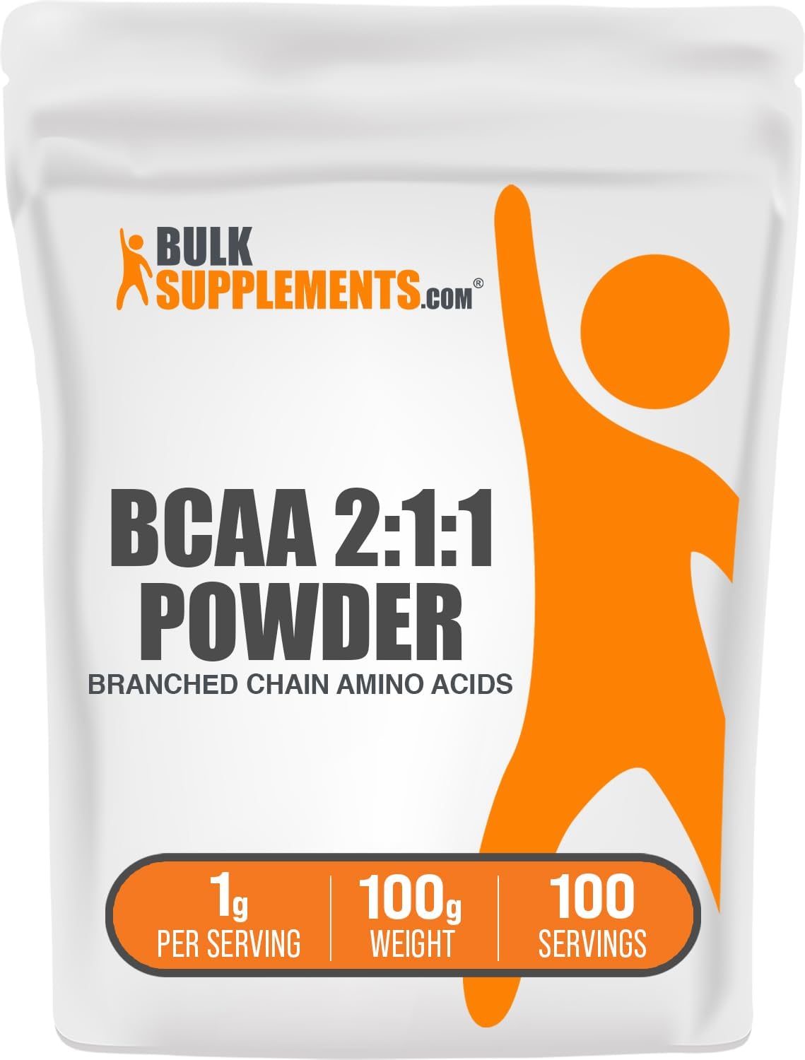 BCAA 2:1:1 en polvo BulkSupplements, 1000mg, 100g, sin sabor