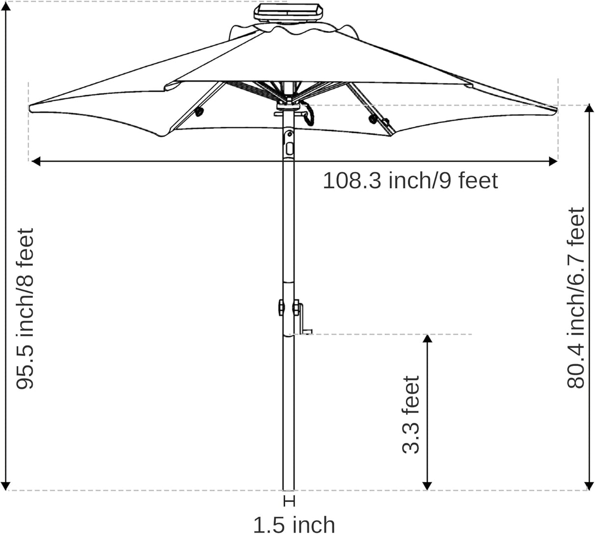 Sombrilla de patio de mesa para exteriores impermeables