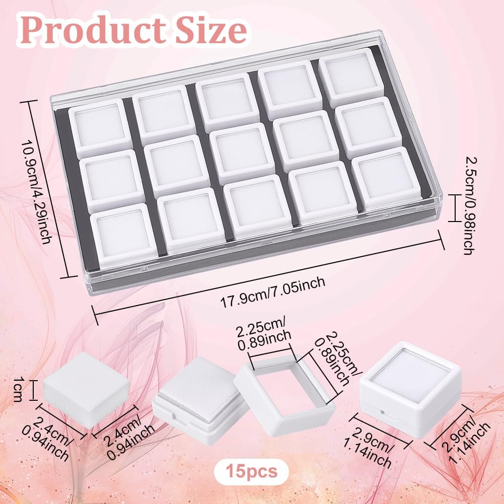 Paquete de 15 Cajas de Exhibición de Piedras Preciosas