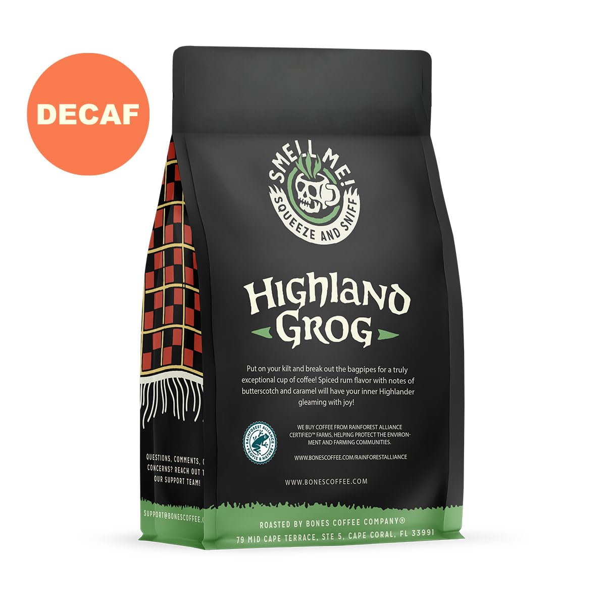 Café Molido Decaf Highland Grog - Bones Coffee, 12 oz, Gourmet