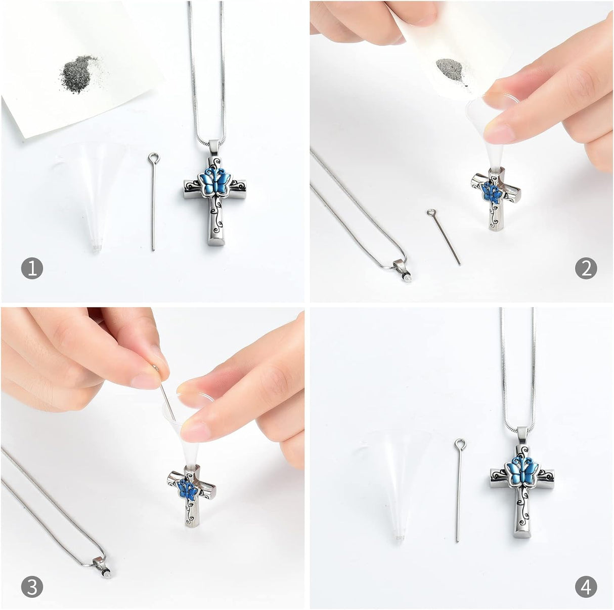 Collar de rosa, cruz de cremación, colgante para recuerdo