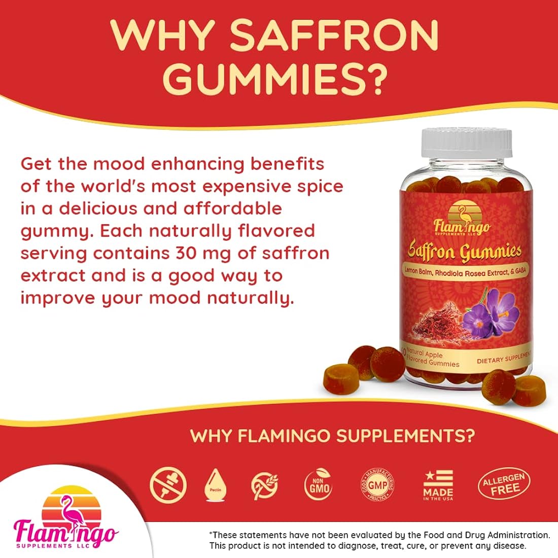 Suplemento rodiola rosea Gomitas de extracto de azafrán 60u