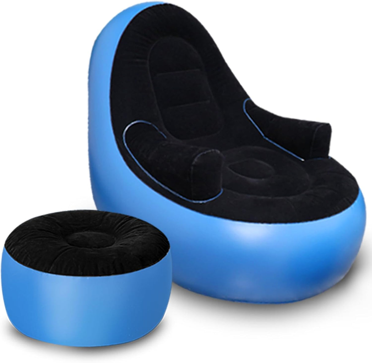 Sofá Inflable con Reposabrazos y Puff, Ideal para Acampar
