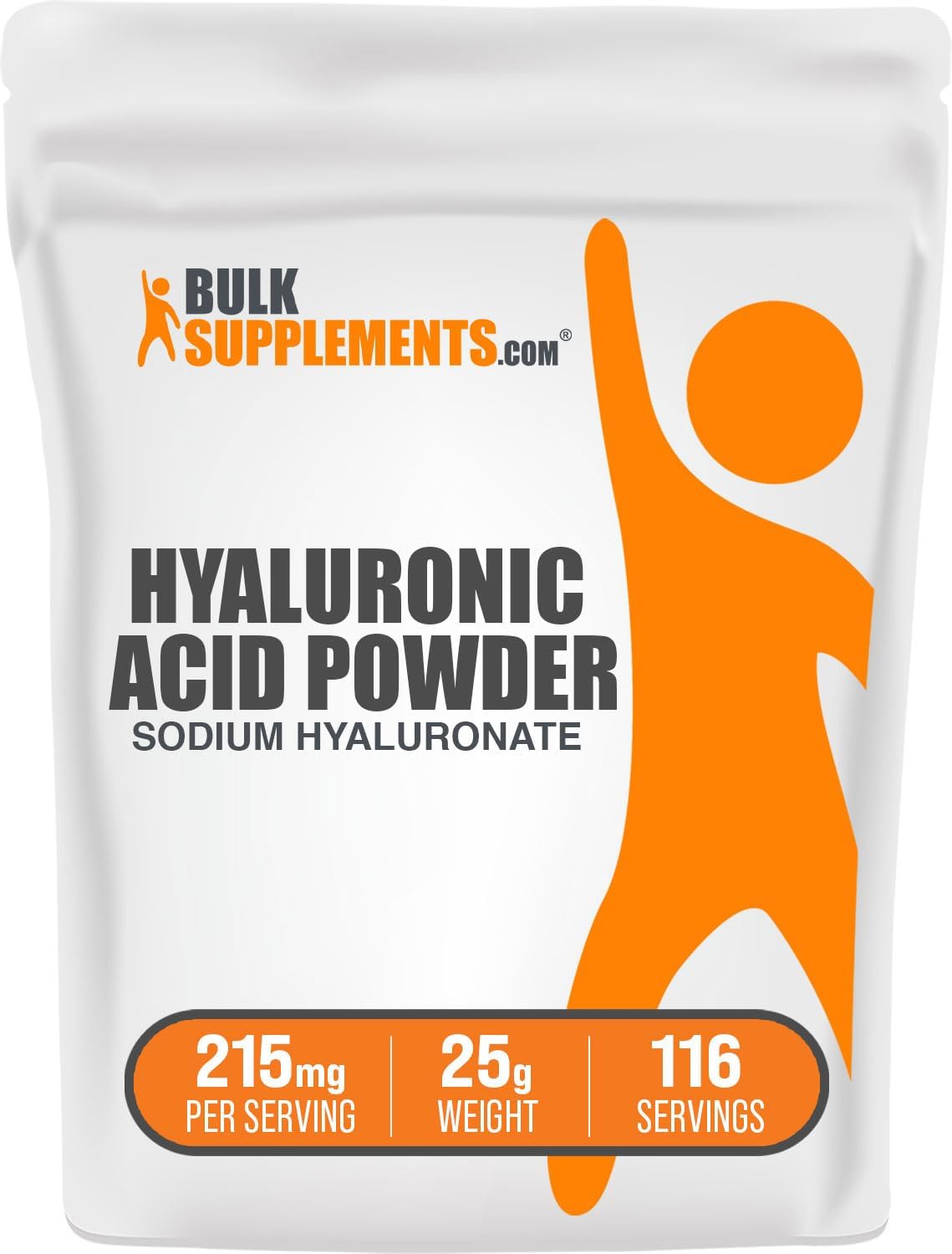 Pó de Ácido Hialurónico BulkSupplements, 215mg, 25g, Gluten Free