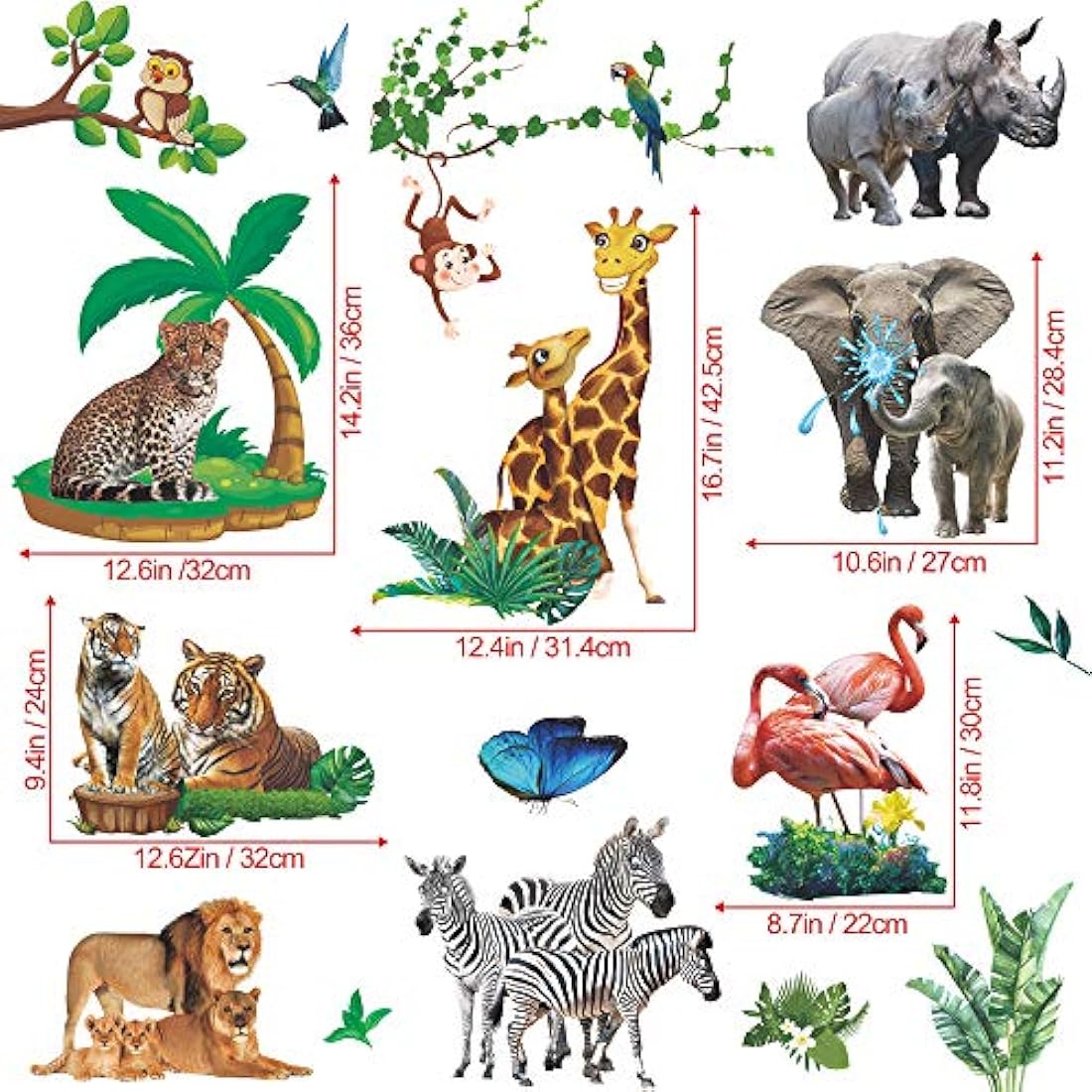 calcomanías Gigante Extraíble Zoológico de dibujos animados