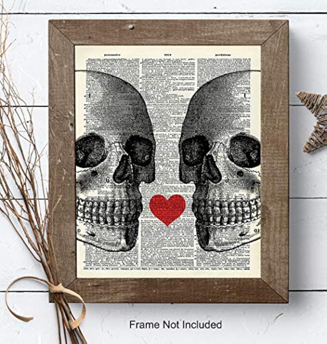 Decoración de pared de Corazón y calaveras 8x10 Sentimental