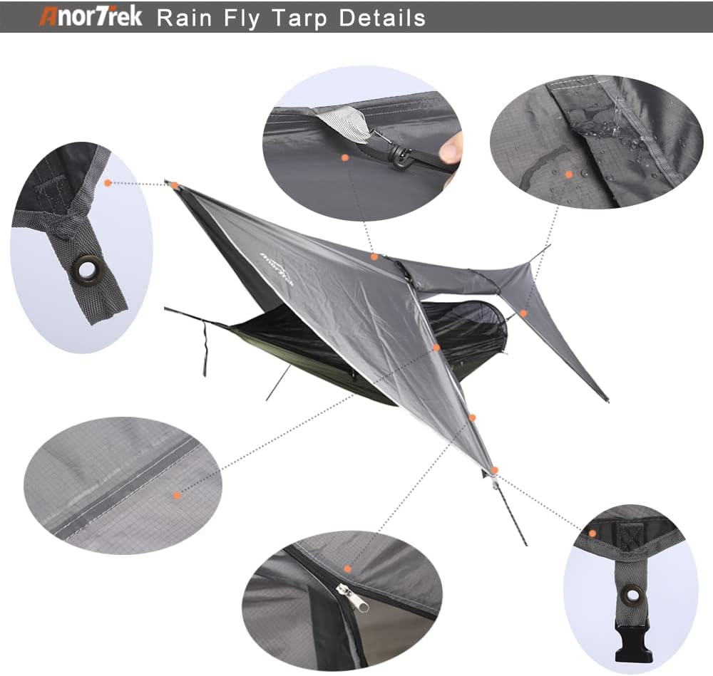 Hamaca doble con mosquitero y lona impermeable, portátil.