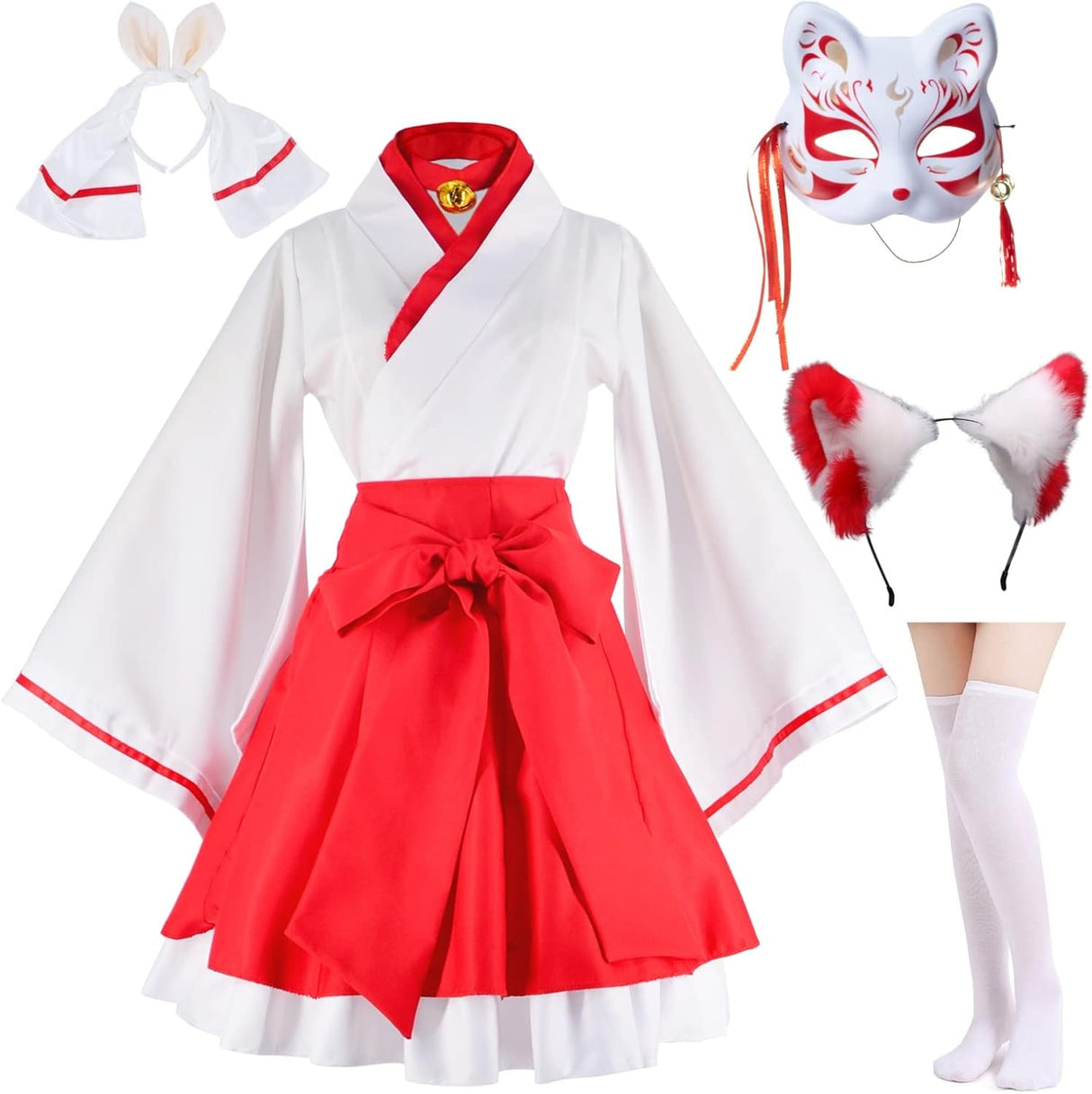 Disfraces japonés de anime rojo y blanco talla XL