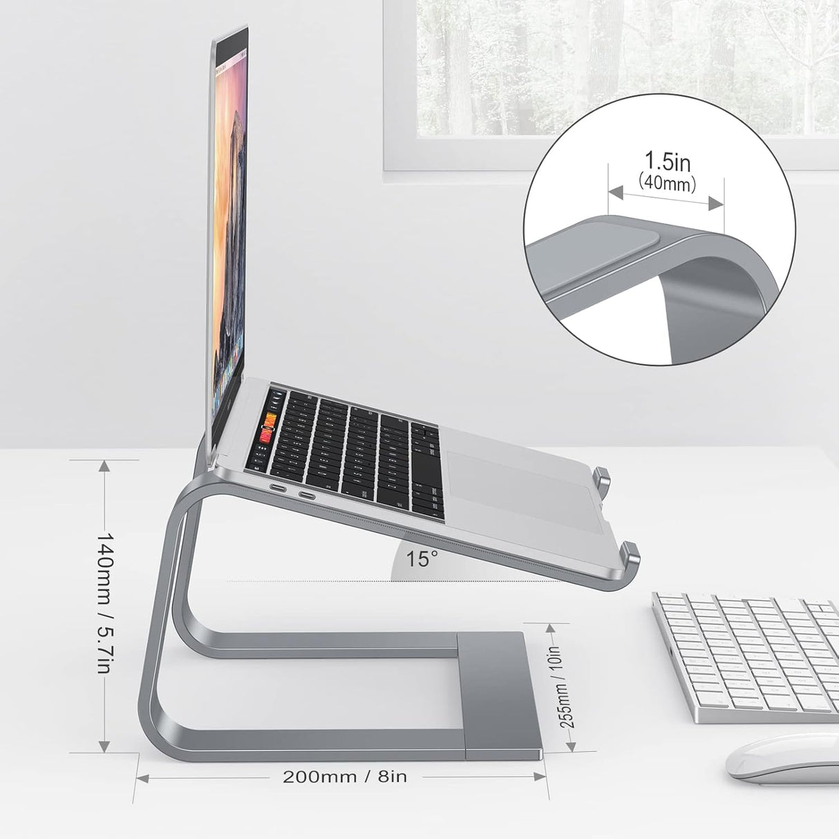 OMOTON Soporte para computadora portátil, elevador desmontable para laptop, soporte de aluminio para laptop, compatible con MacBook Air/Pro, Dell, HP y todas las computadoras portátiles (11-16 pulgadas), gris