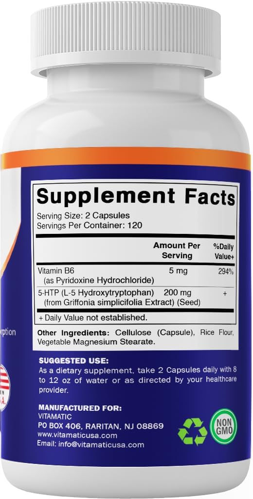 Vitamatic 5-HTP 200mg con B6 - 240 Cápsulas Vegetarianas