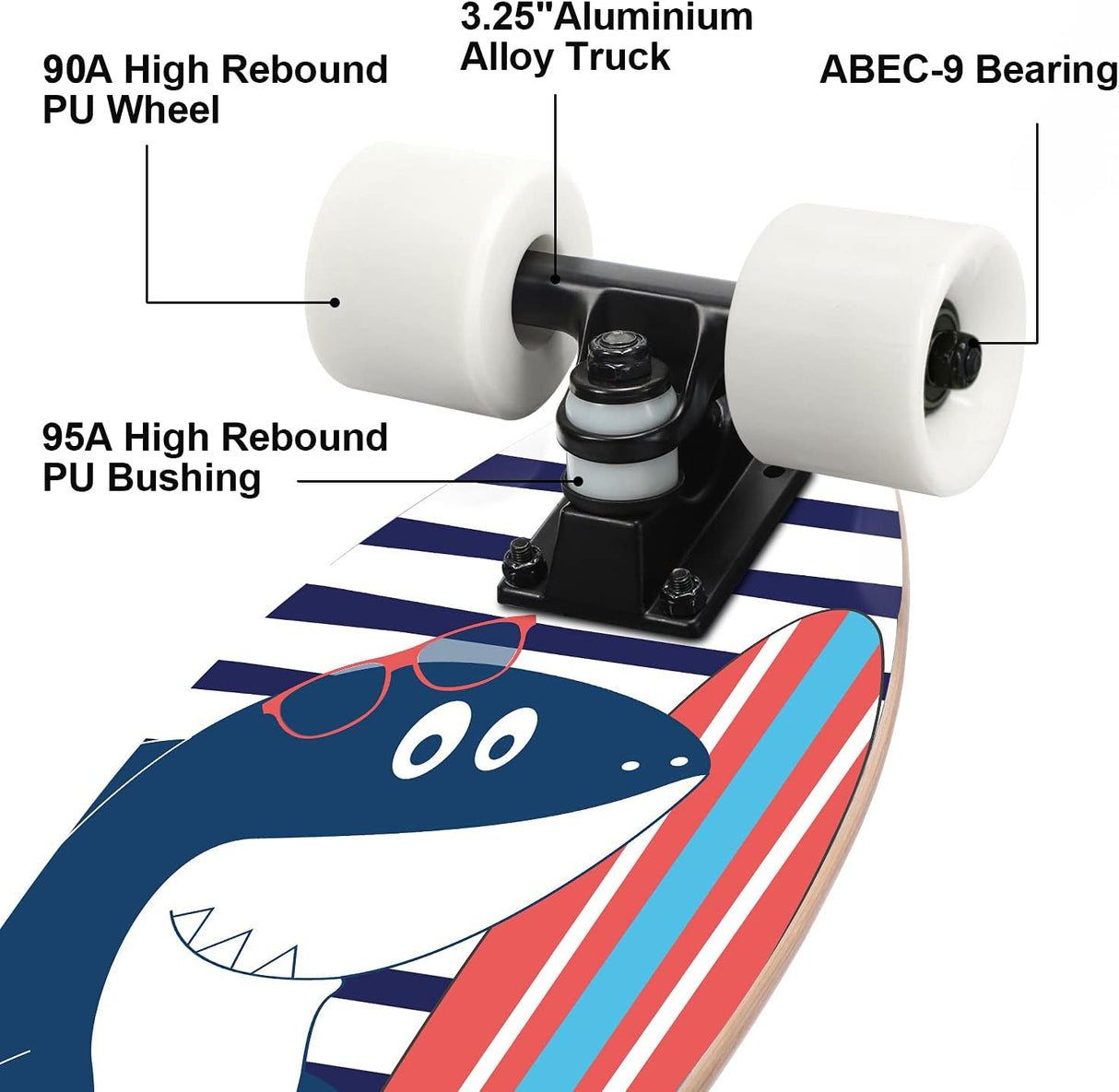 Patineta Completa Mini Cruiser 22 Pulgadas para Niños