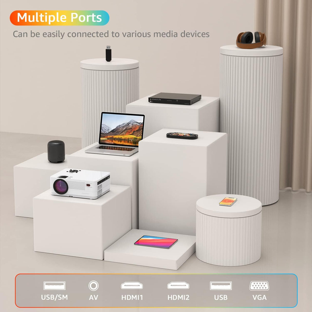 Proyector Roconia 5G WiFi 1080p, 12000LM, Soporta 4K