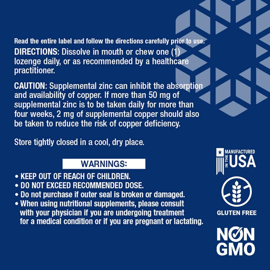 Suplementos Pastillas de zinc salud inmunológica cítrico