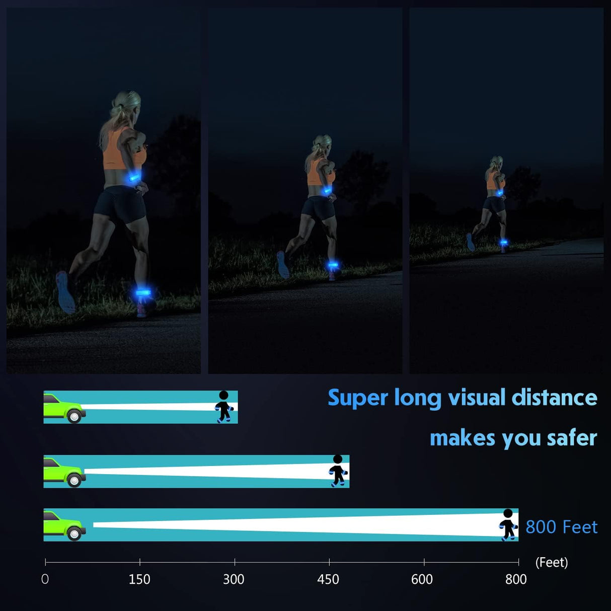 Brazalete LED recargable para correr de alta visibilidad