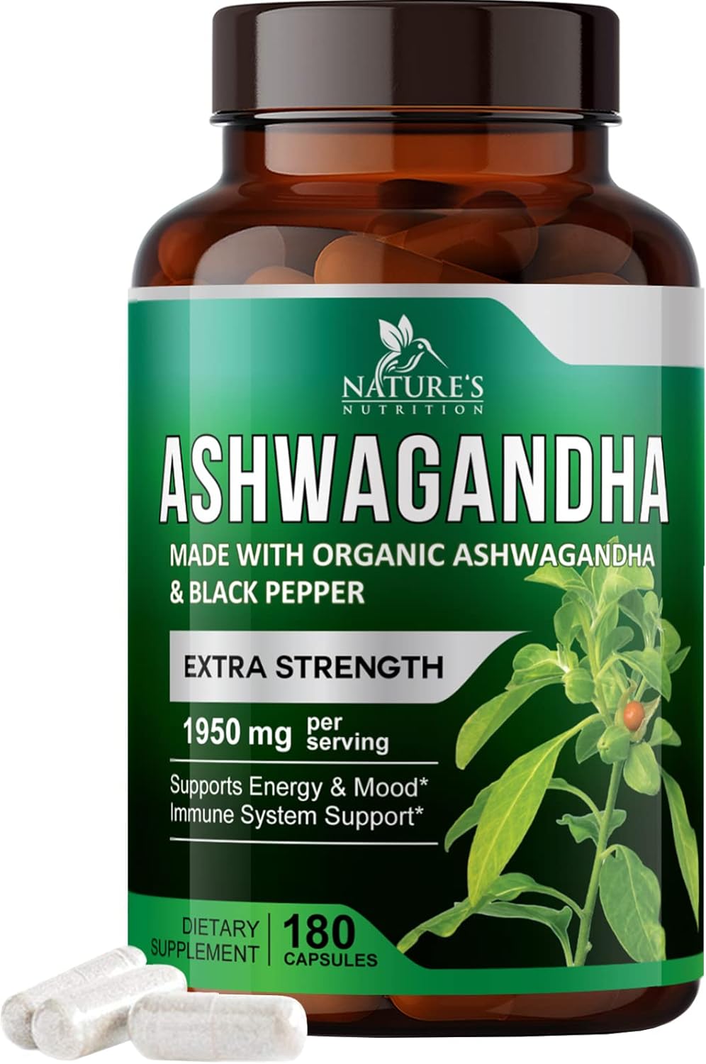 Suplemento Nature's Nutrition orgánicas de Ashwagandha Extra