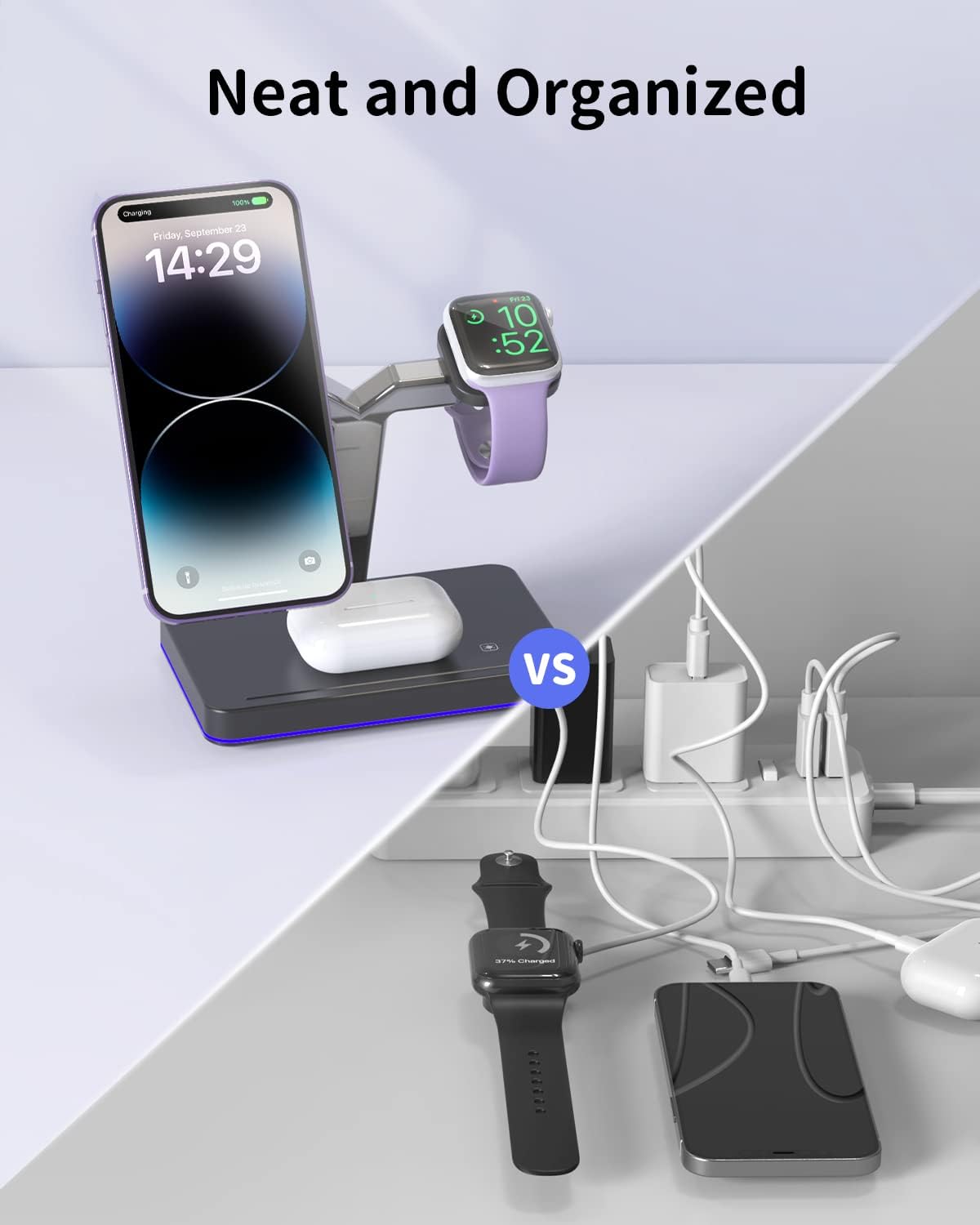 Cargador seguro Mag con soporte inalámbrica 3 en 1