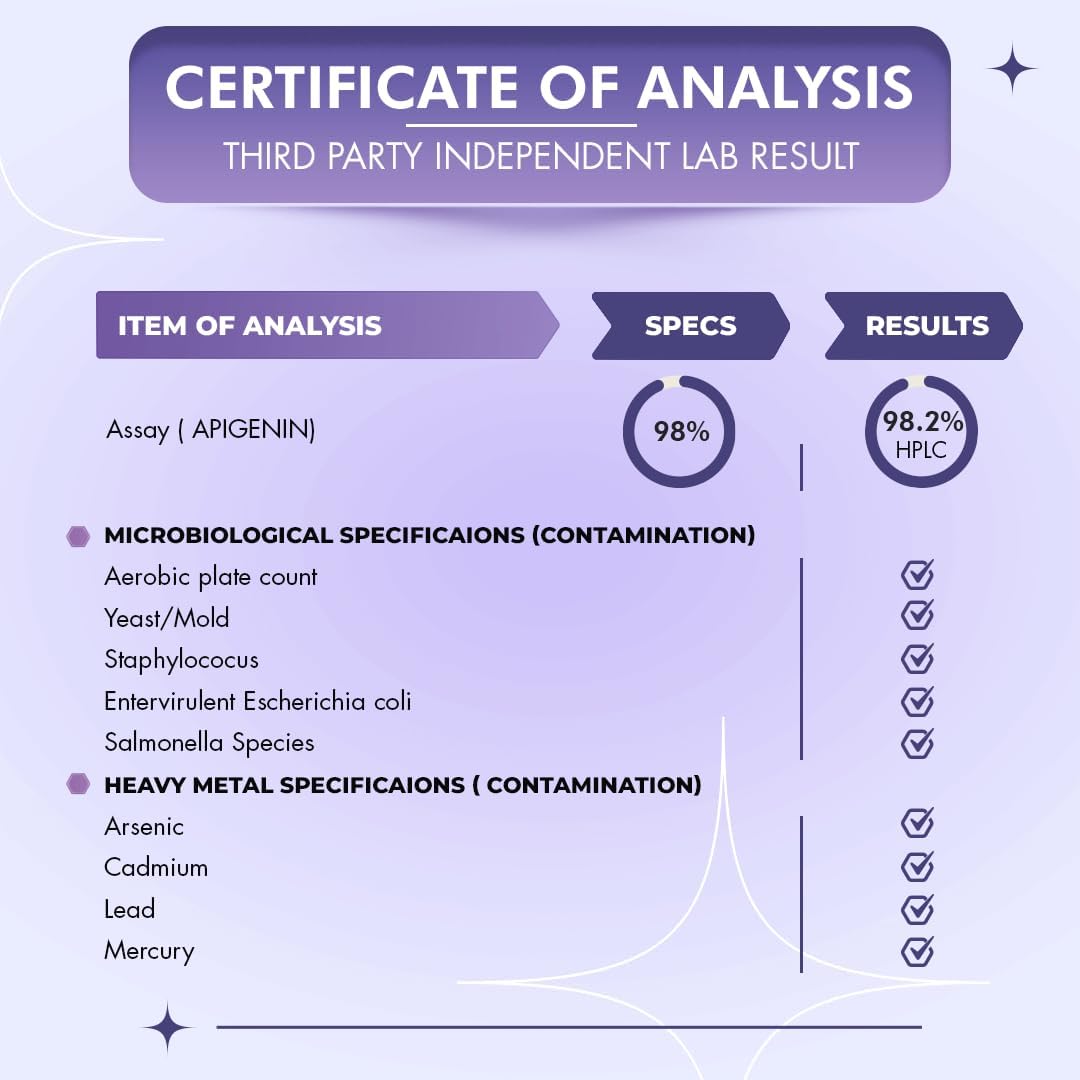 Suplemento de apigenina de 100 mg de extracto de manzanilla